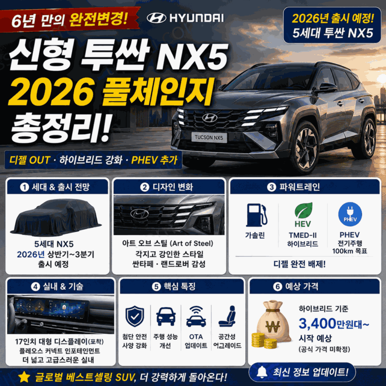 현대 투싼 풀체인지 NX5 2026