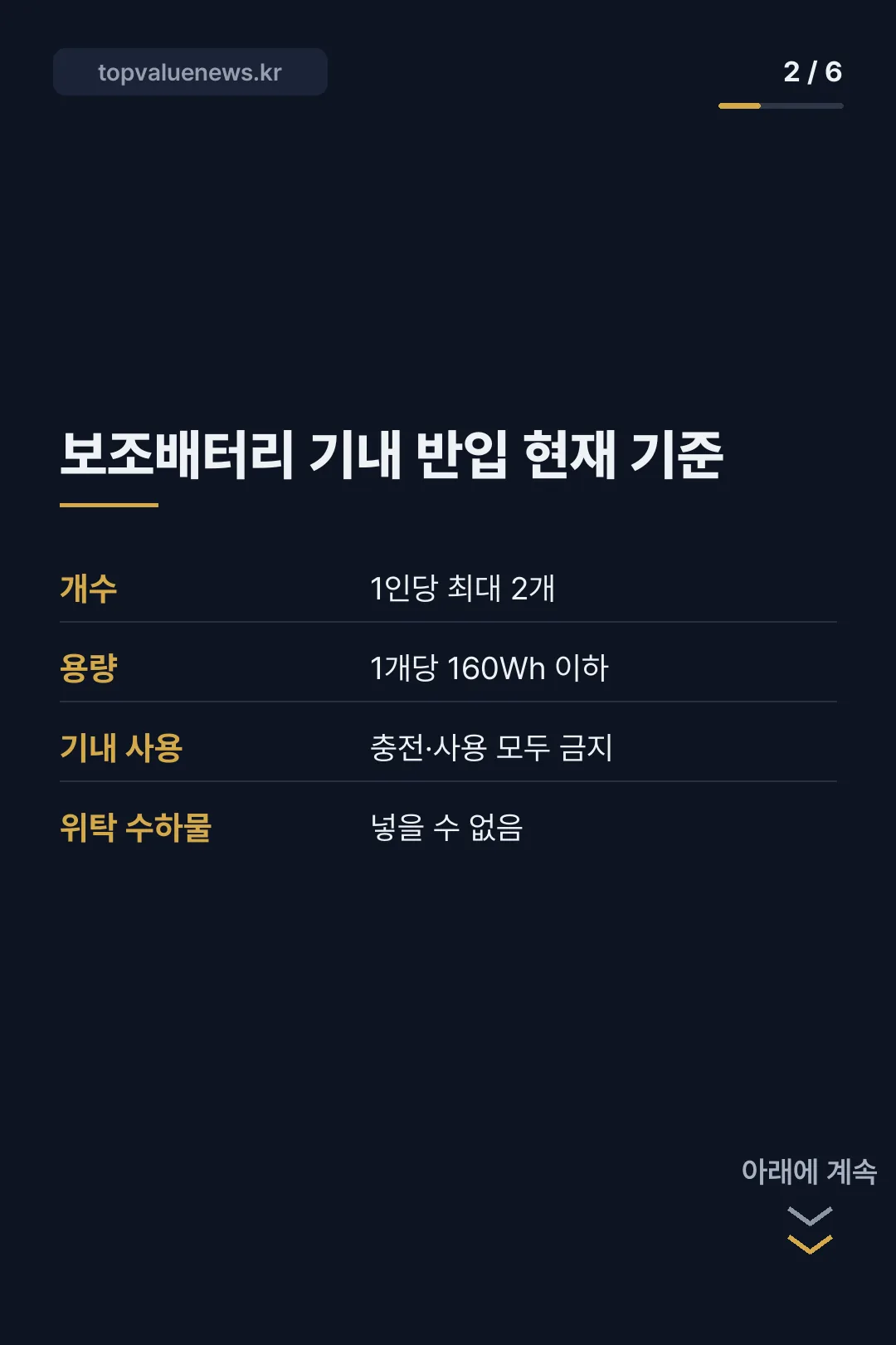 다낭행 항공기 화재 보조배터리 기내 반입 규정 카드뉴스 2