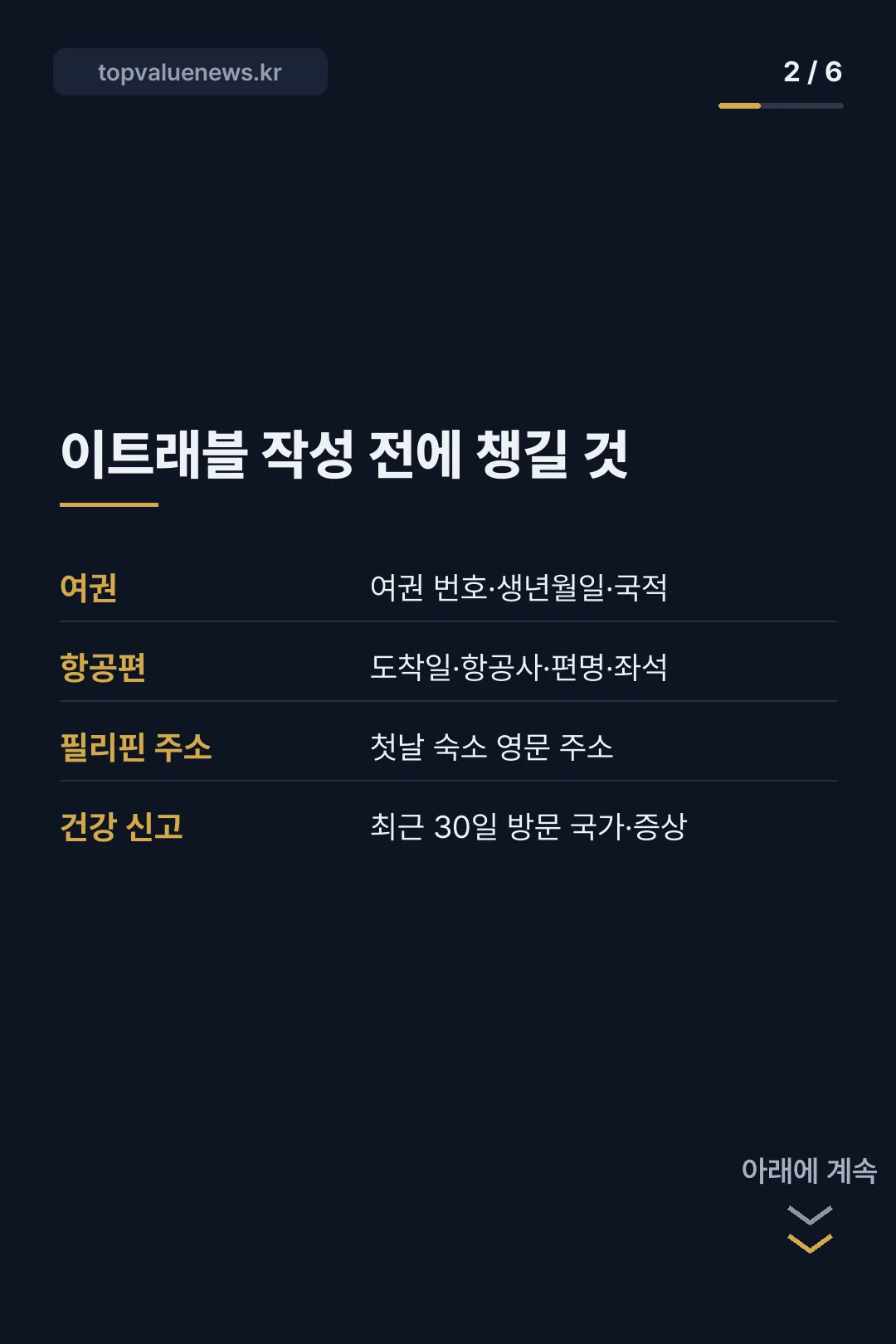 필리핀 이트래블 작성법 카드뉴스 2